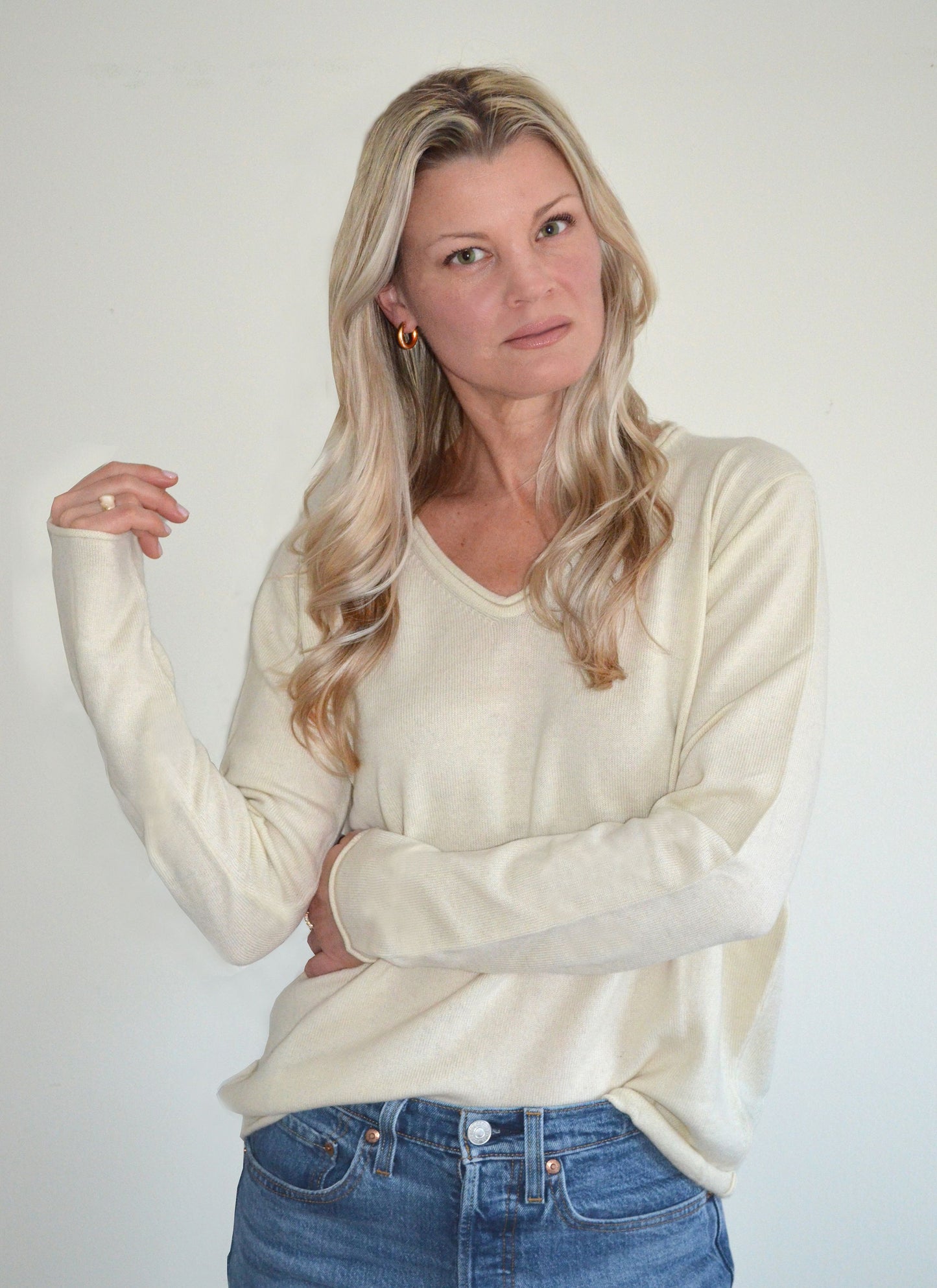 Brooklyn Boyfriend Cashmere V-neck Sweater