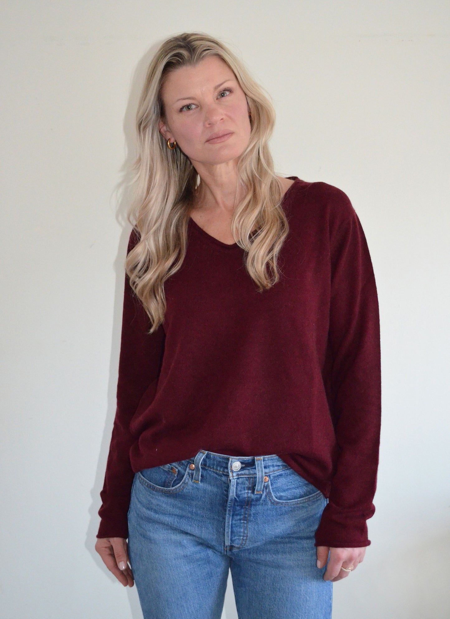 Brooklyn Boyfriend Cashmere V-neck Sweater