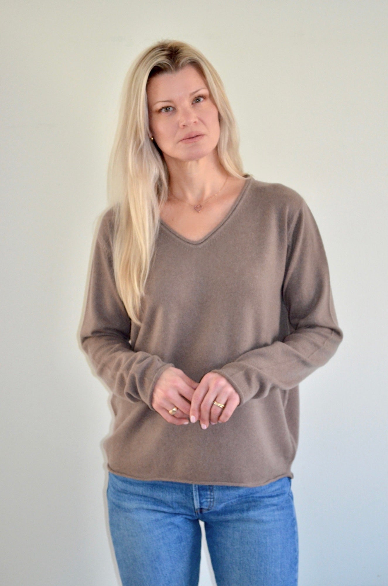 Brooklyn Boyfriend Cashmere V-neck Sweater